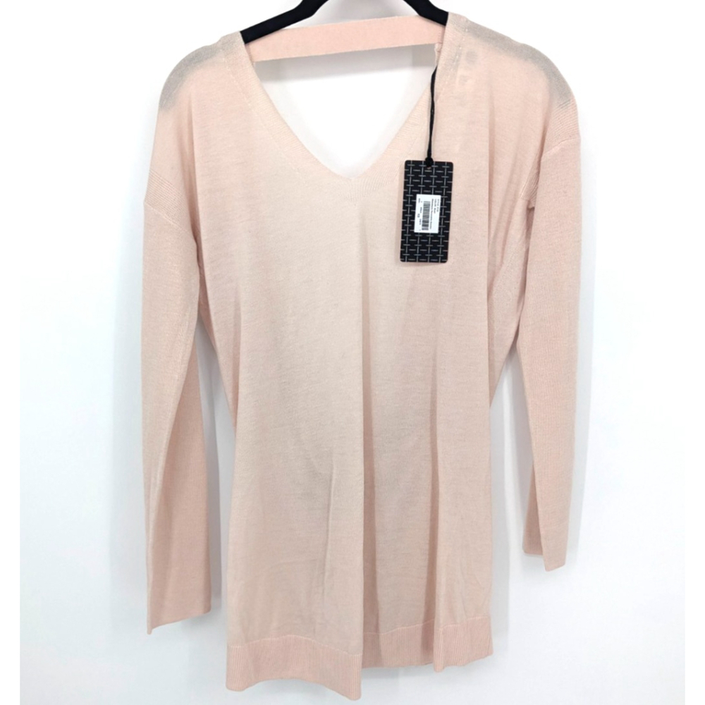 Vimmia Shavasana Sweater Womens XS Pink Reversible Lightweight V-Neck Wool Blend